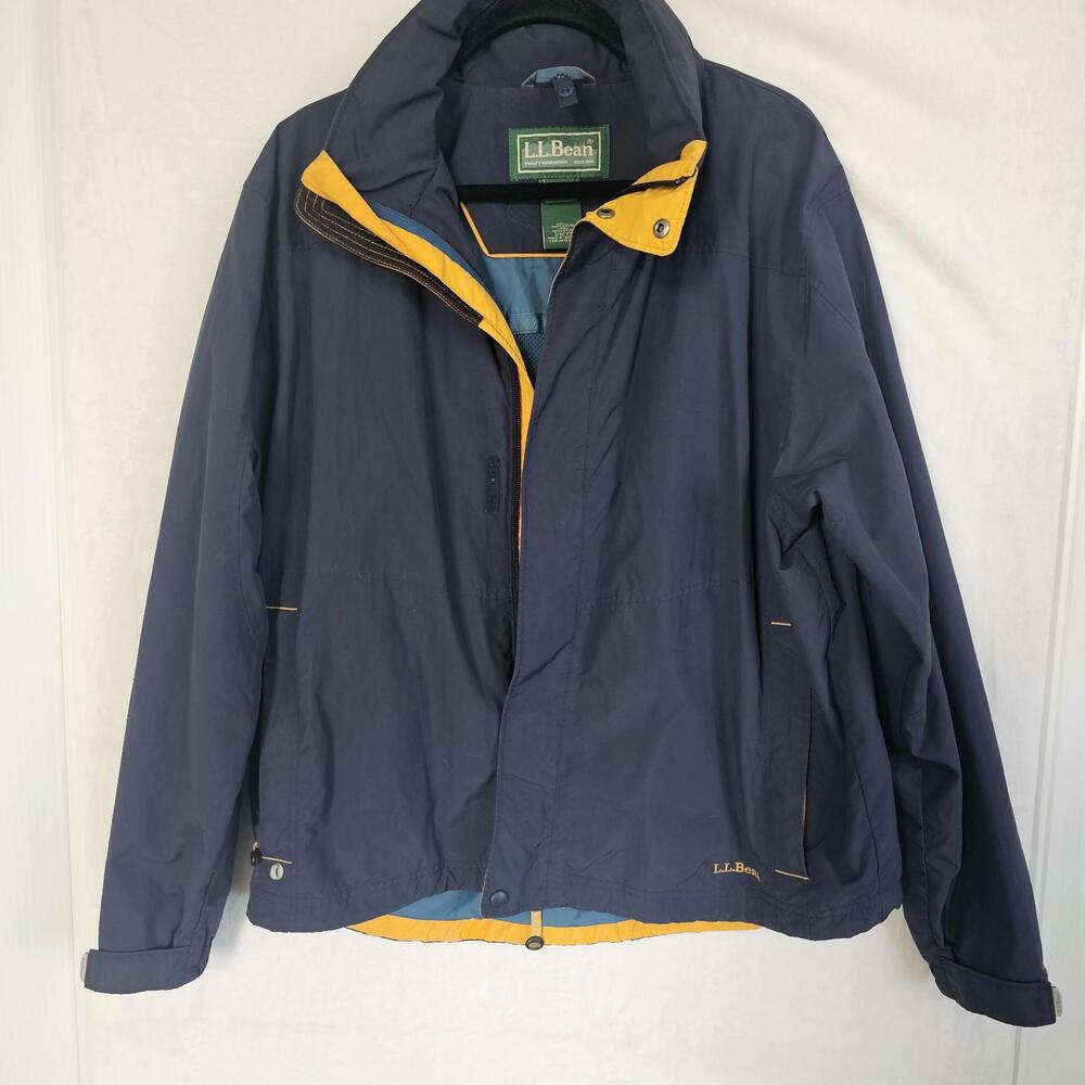 LL Bean All Conditions Navy Hooded Rain Jacket Men’s Large Tall Vintage 90’s